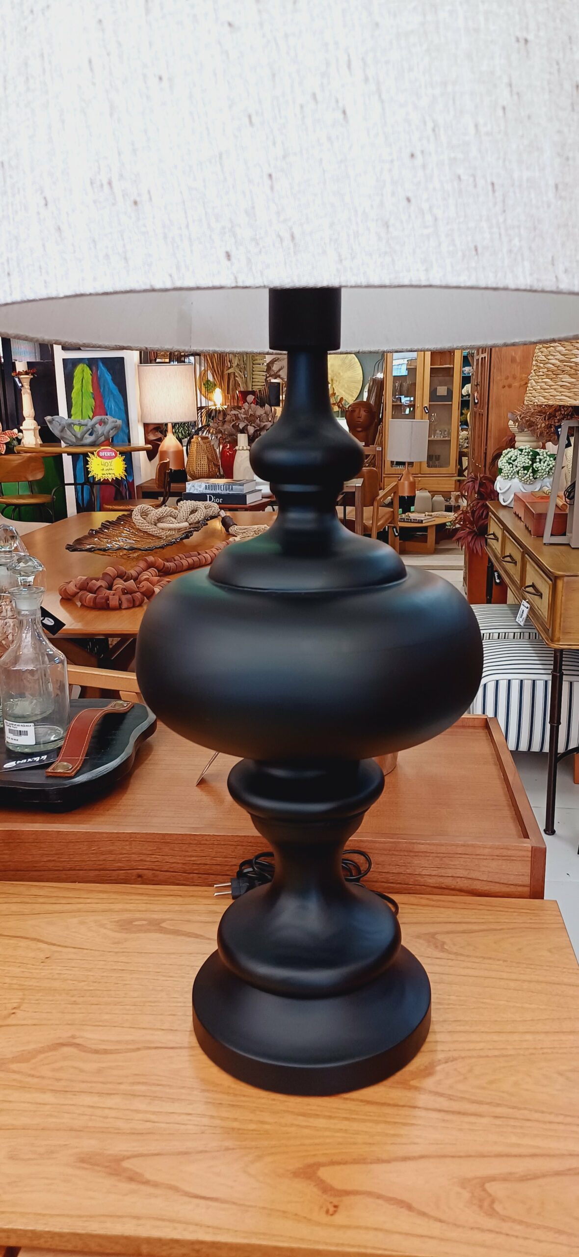 Abajur Preto torneado em Madeira - Imagem 5
