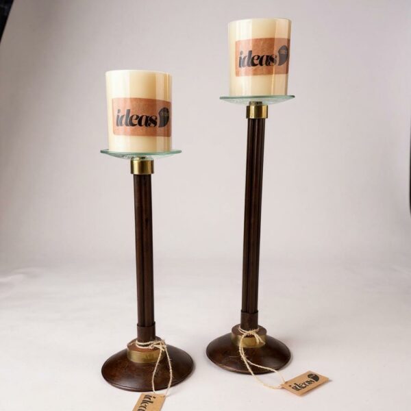 Conjunto com 2 Castiçal em Aço Carbono - Coleção Rústico Chique