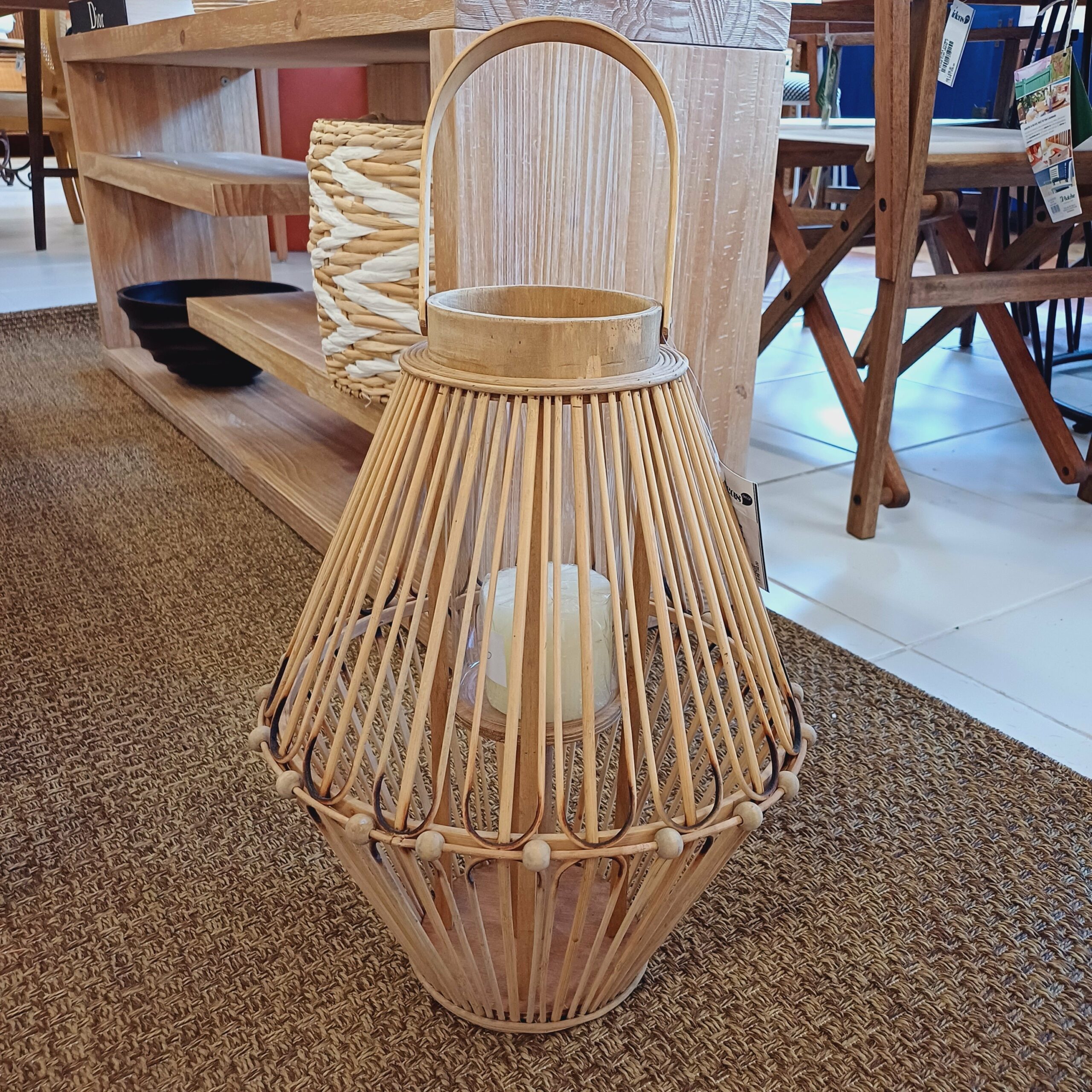 Lanterna em Fibra Natural de Rattan