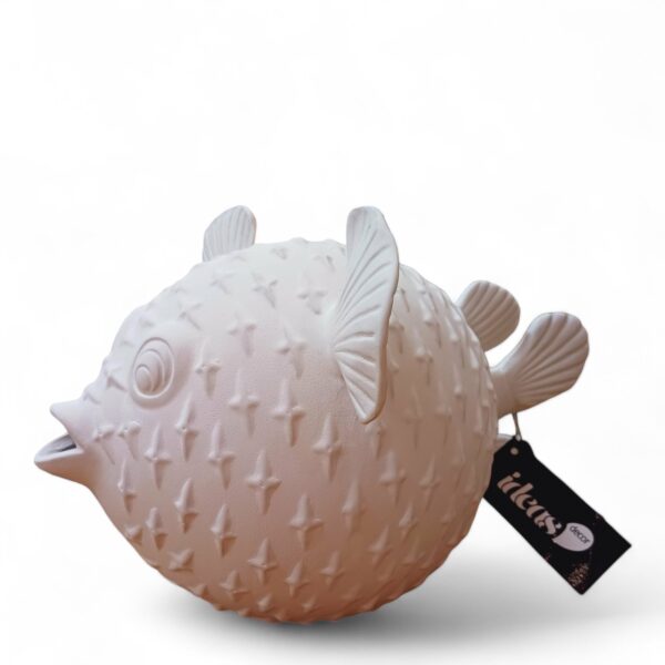 Escultura Peixe Branco em Cerâmica
