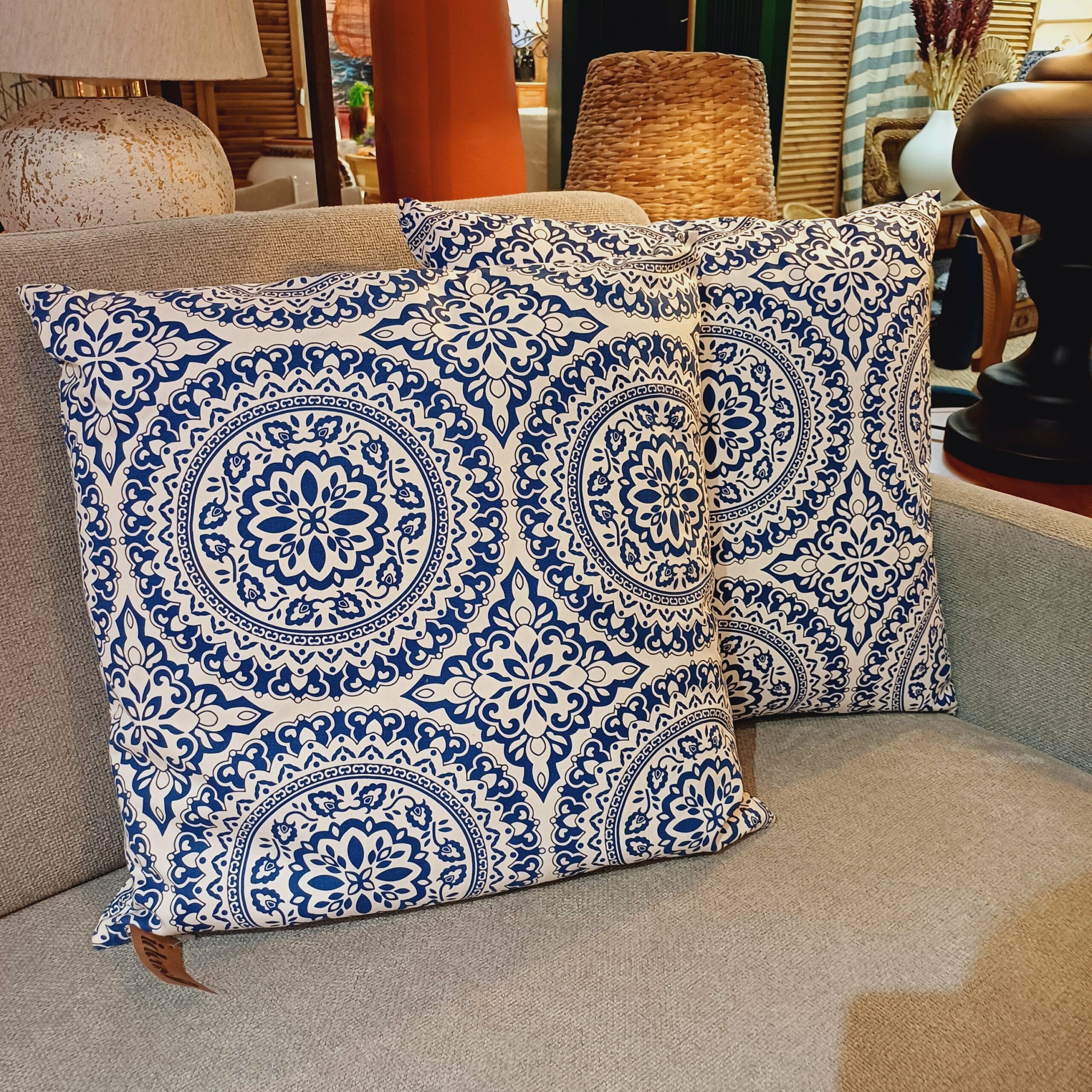 Almofada Estampada Azul Indiana