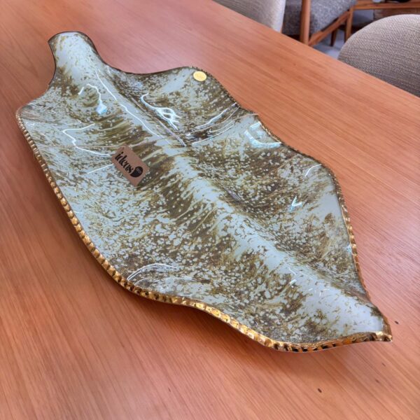 Centro de Mesa Folha Vidro Dourado