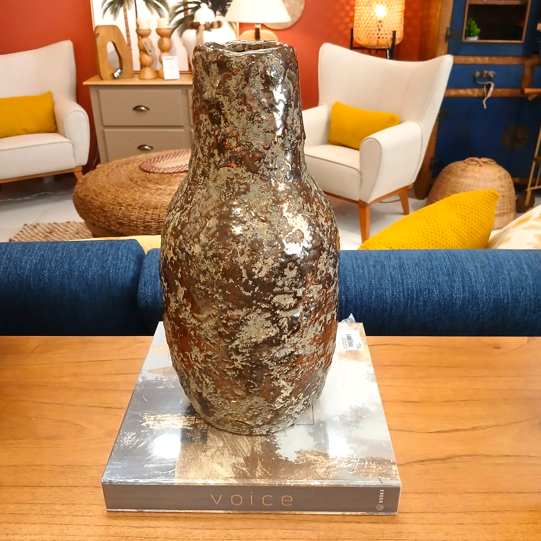 Vaso Dourado em Cerâmica - 43 cm de Altura