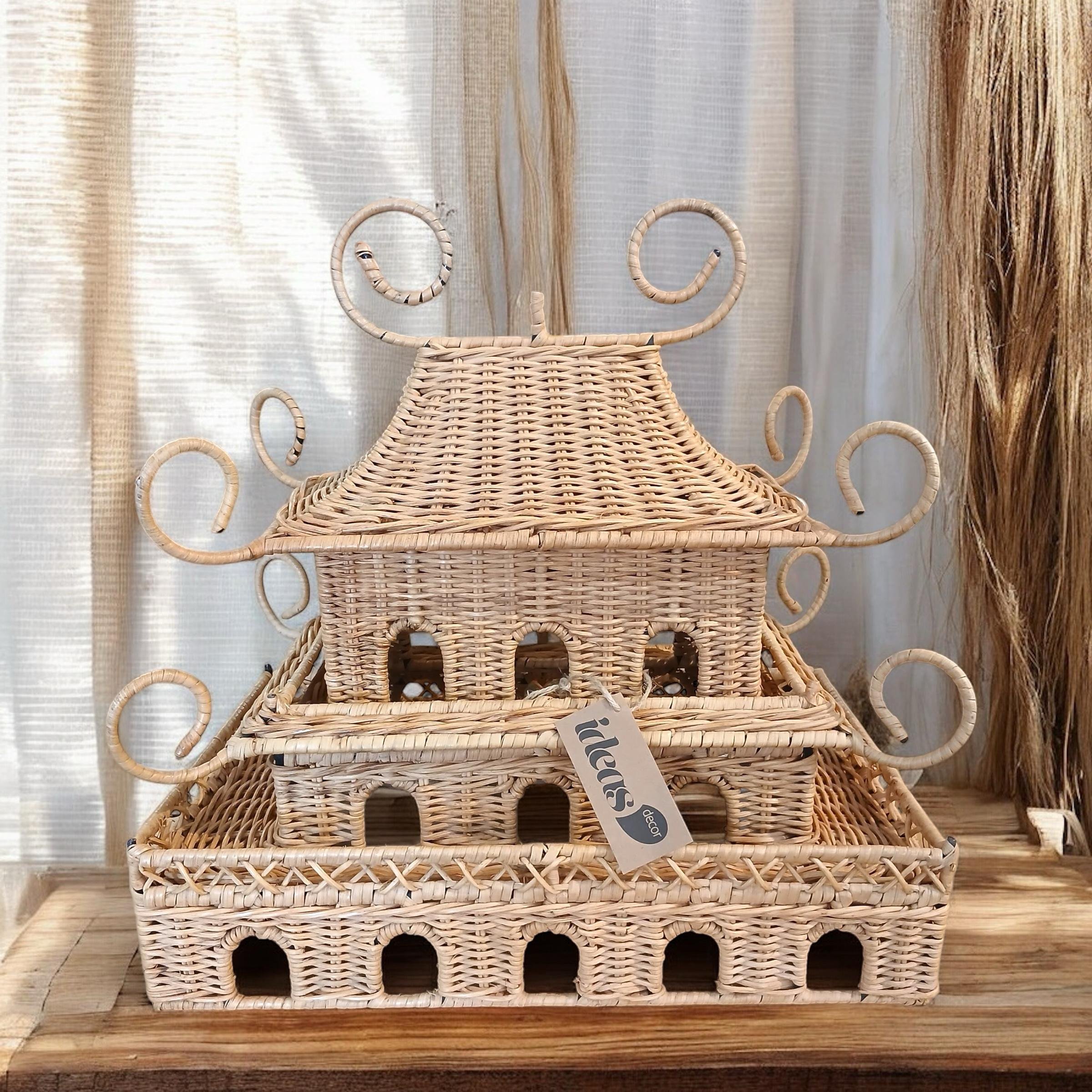Escultura Castelo em Rattan Indiano