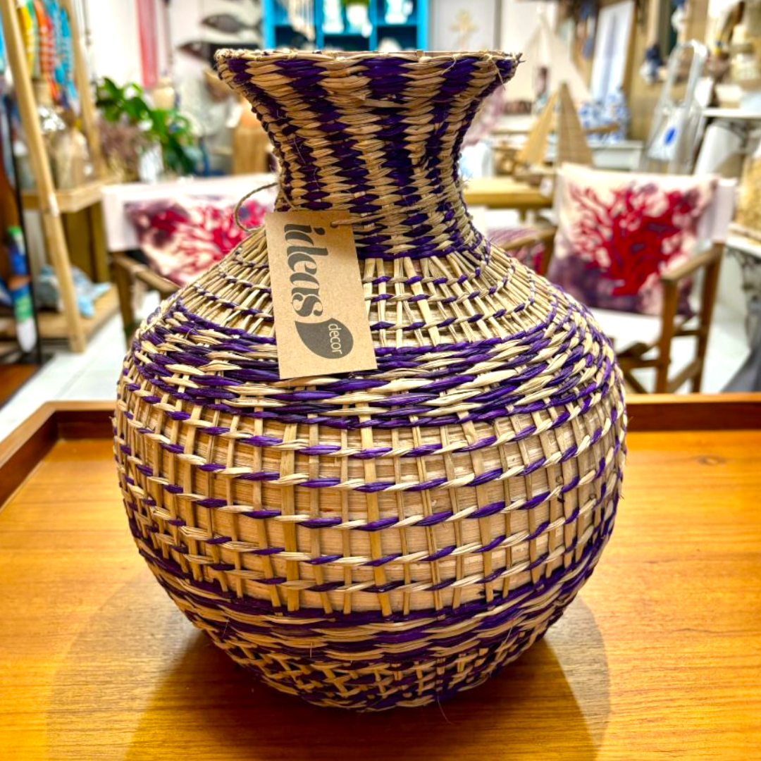 Vaso Decorativo em Fibra Natural Importado de Bali