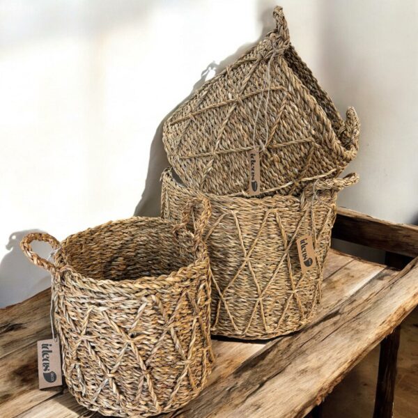 Cesta Redonda Grande em Fibra Natural com Alças - Bali