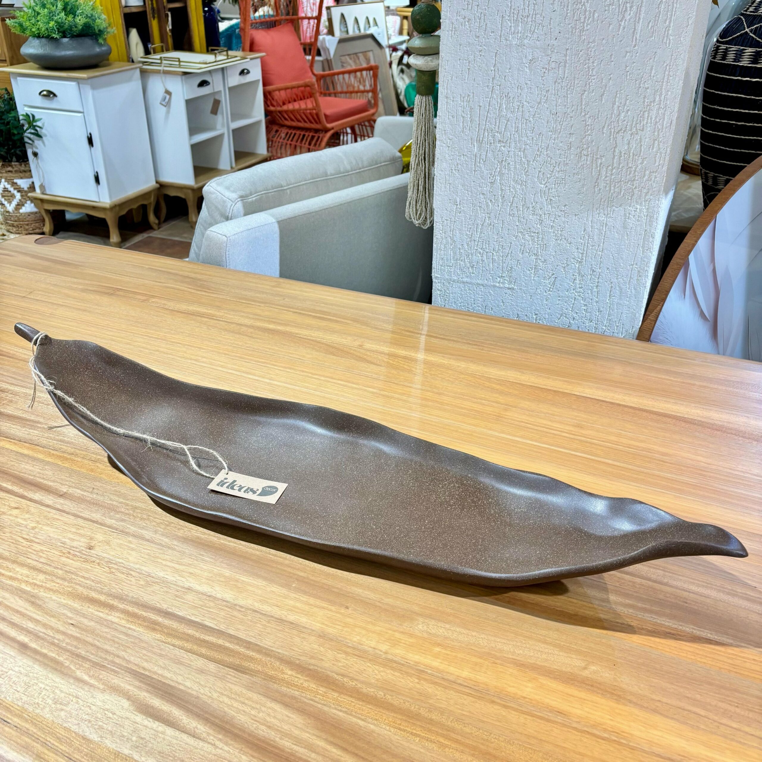 Centro de Mesa Palmeira em Alumínio Fundido e Polido 85 cm de Comprimento