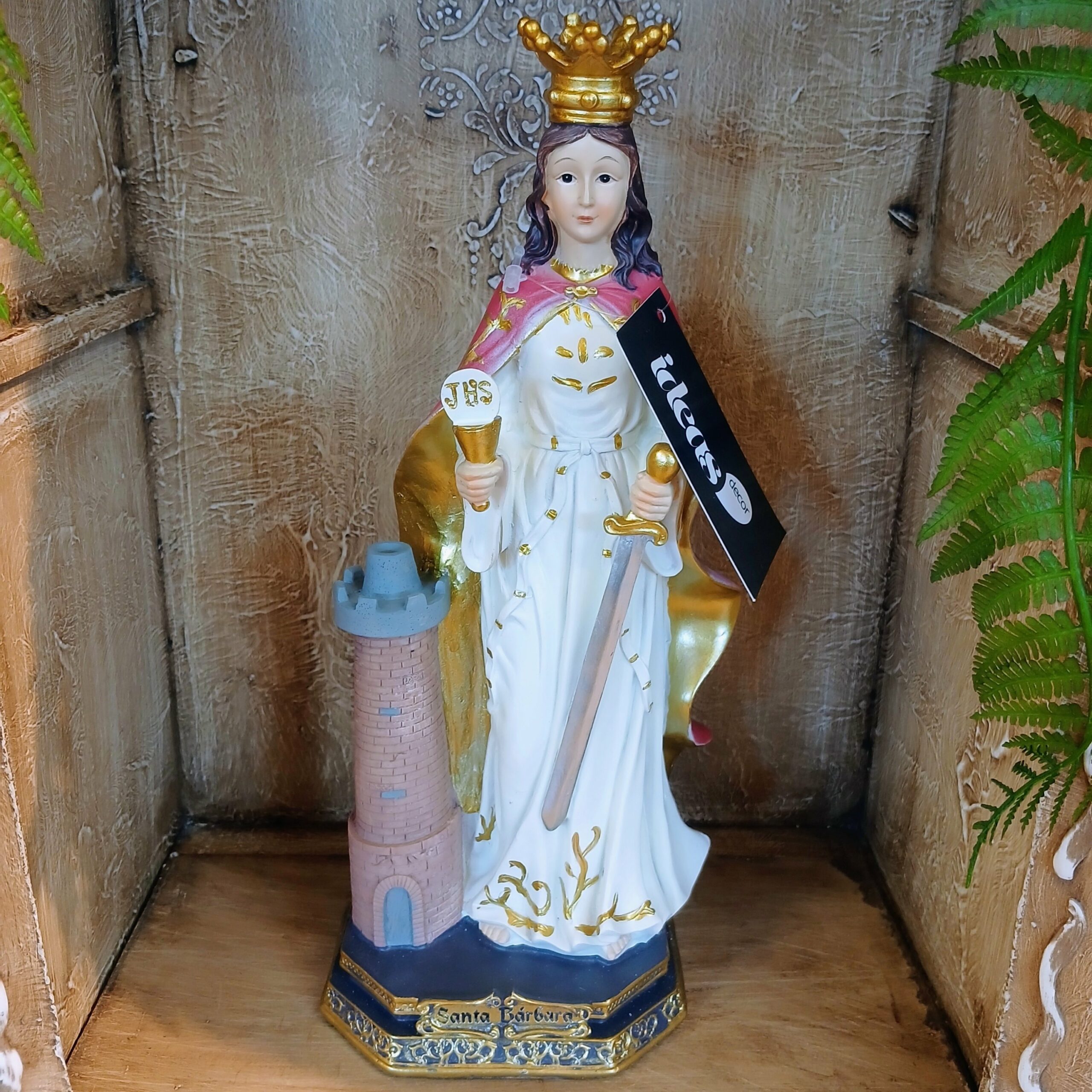 Escultura Santa Bárbara em Resina| 30 cm de Altura