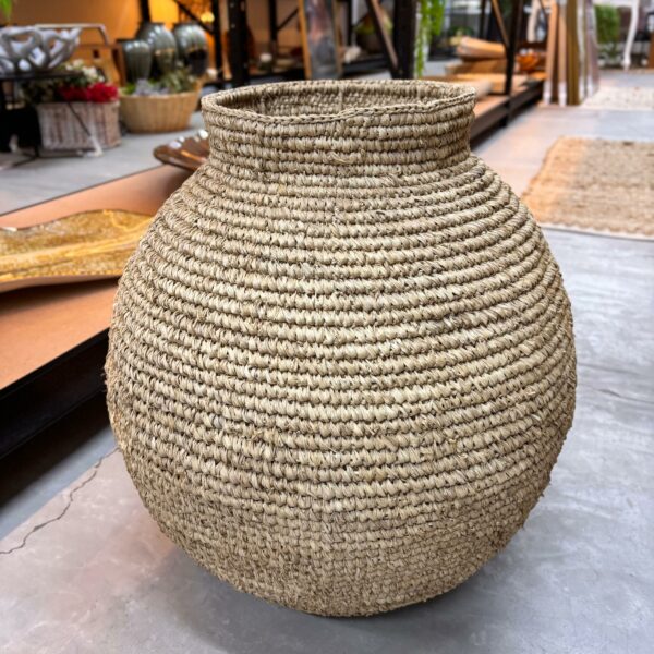 Cesta Redonda em Fibra Natural Artesanal