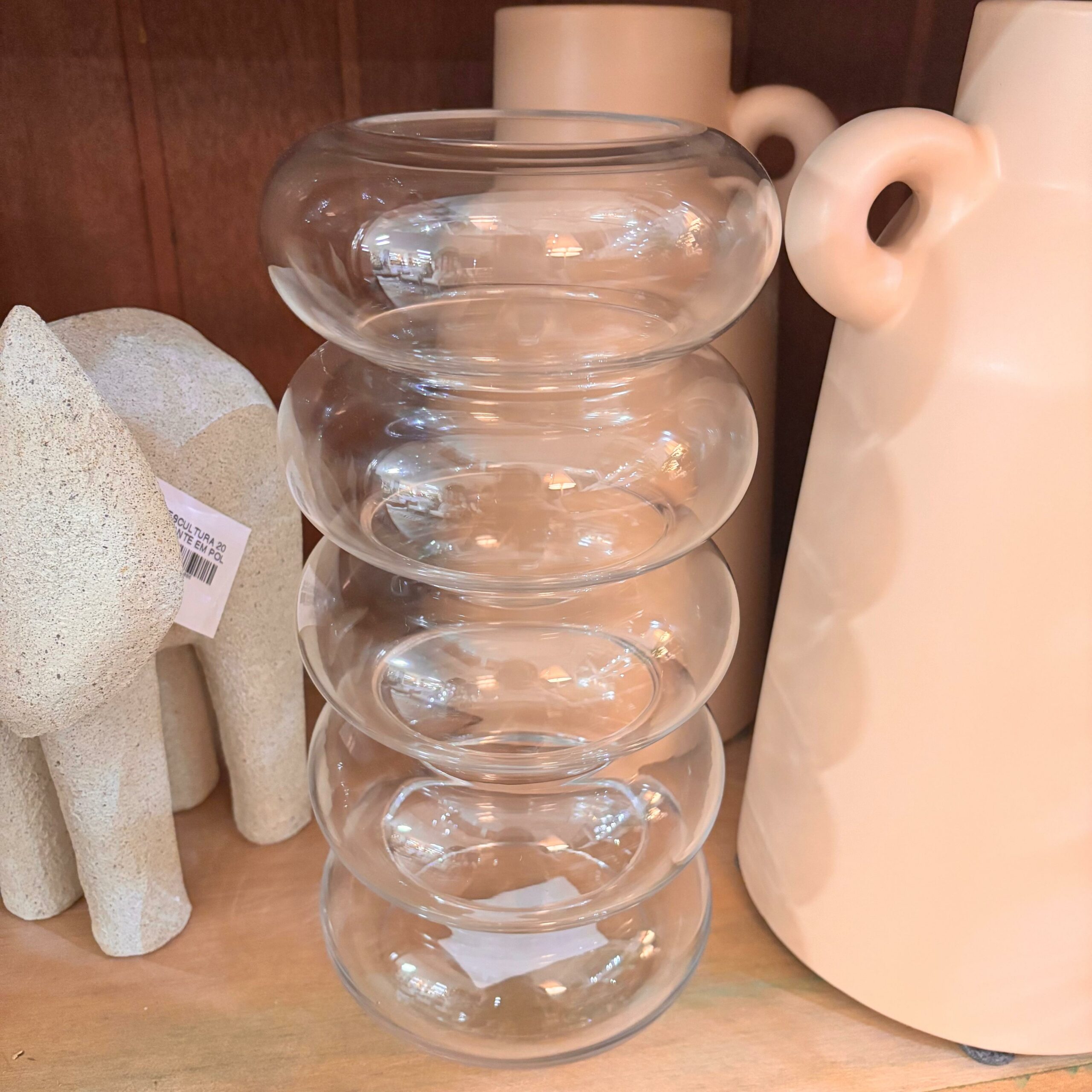Vaso de Vidro Design Orgânico Transparente