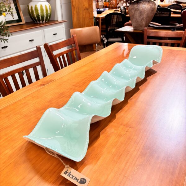 Centro de Mesa Comprido em Vidro Branco Leitoso - 115 cm de comprimento