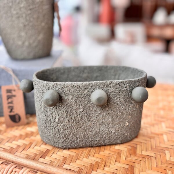 Vaso Cinza em Arenato Retangular