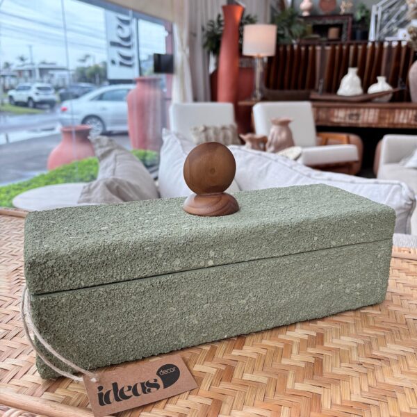 Caixa Verde Retangular em Arenato e Madeira