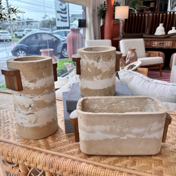 Vaso em Cimento com Madeira - Tamanho G