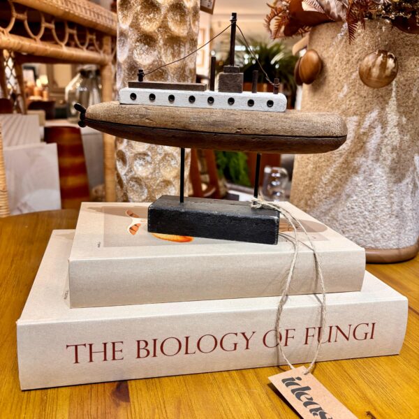 Escultura Submarino em Madeira Rústico - Importado de Bali