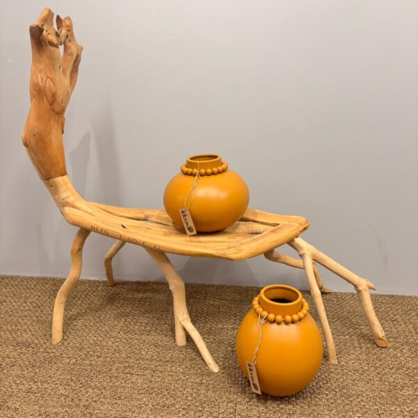 Vaso em Cerâmica com Colar Mostarda - Tamanho G