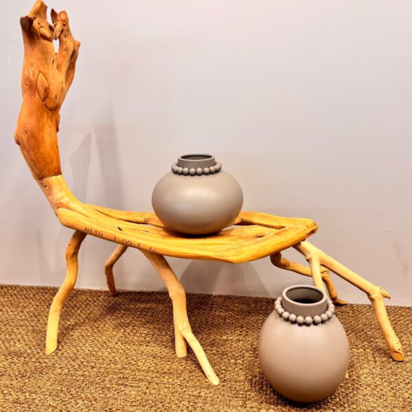 Vaso em Cerâmica com Colar Cinza - Tamanho G