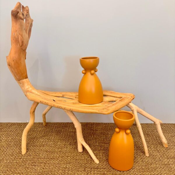 Vaso em Cerâmica Cone Mostarda - Tamanho G