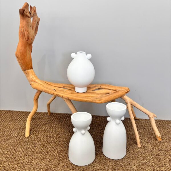 Vaso em Cerâmica Cone Branco - Tamanho G