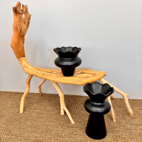 Vaso em Cerâmica Pétala Preto - Tamanho G