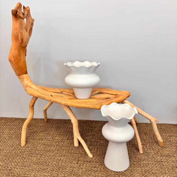 Vaso em Cerâmica Pétala Off-White - Tamanho G