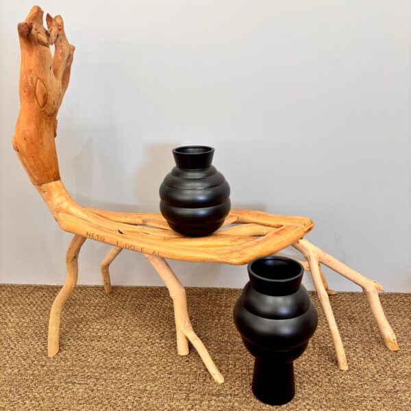 Vaso em Cerâmica Colmeia Preto - Tamanho G