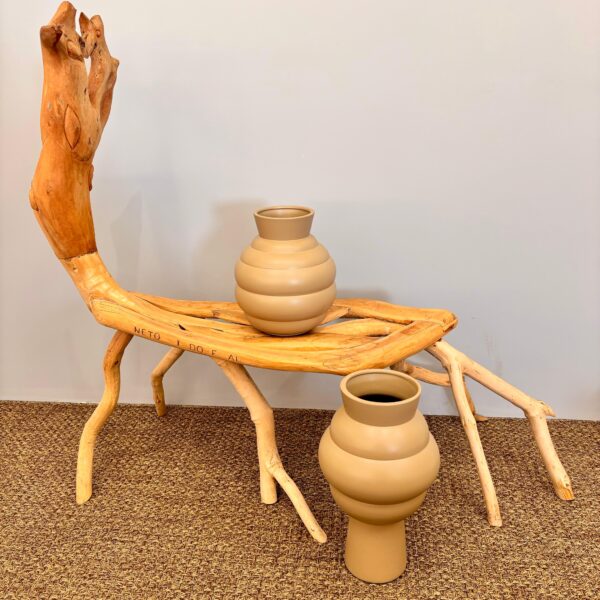 Vaso em Cerâmica Colmeia Bege - Tamanho G