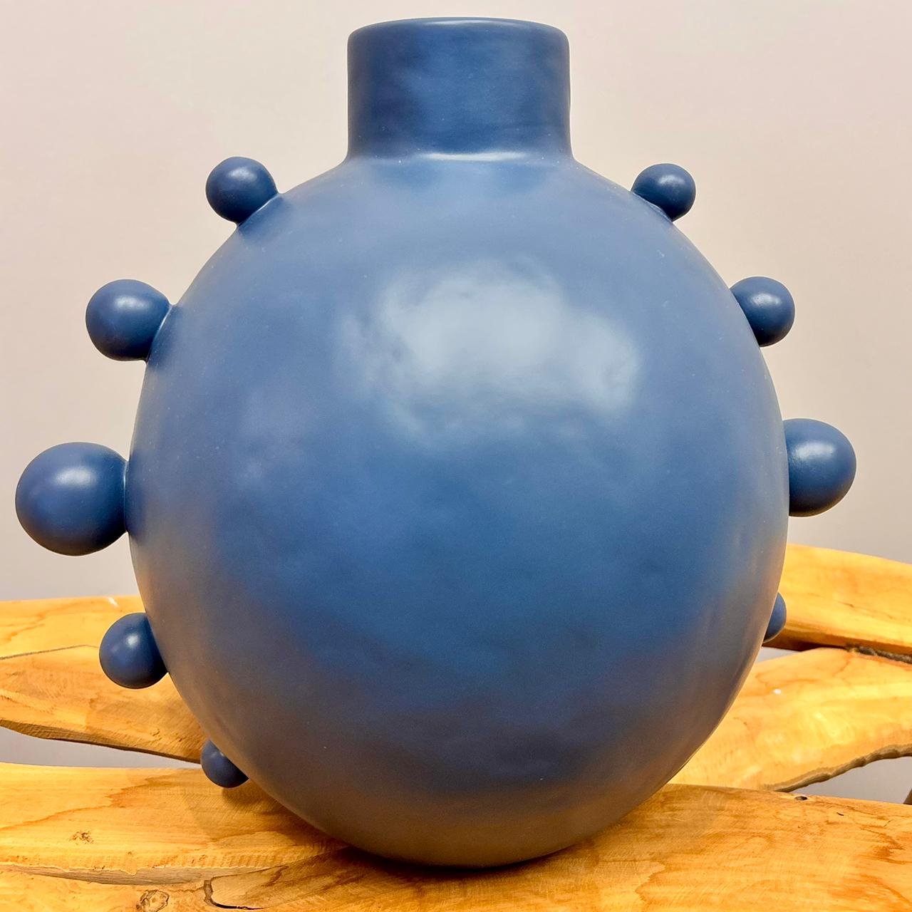 Vaso Bolas Azul em Cerâmica