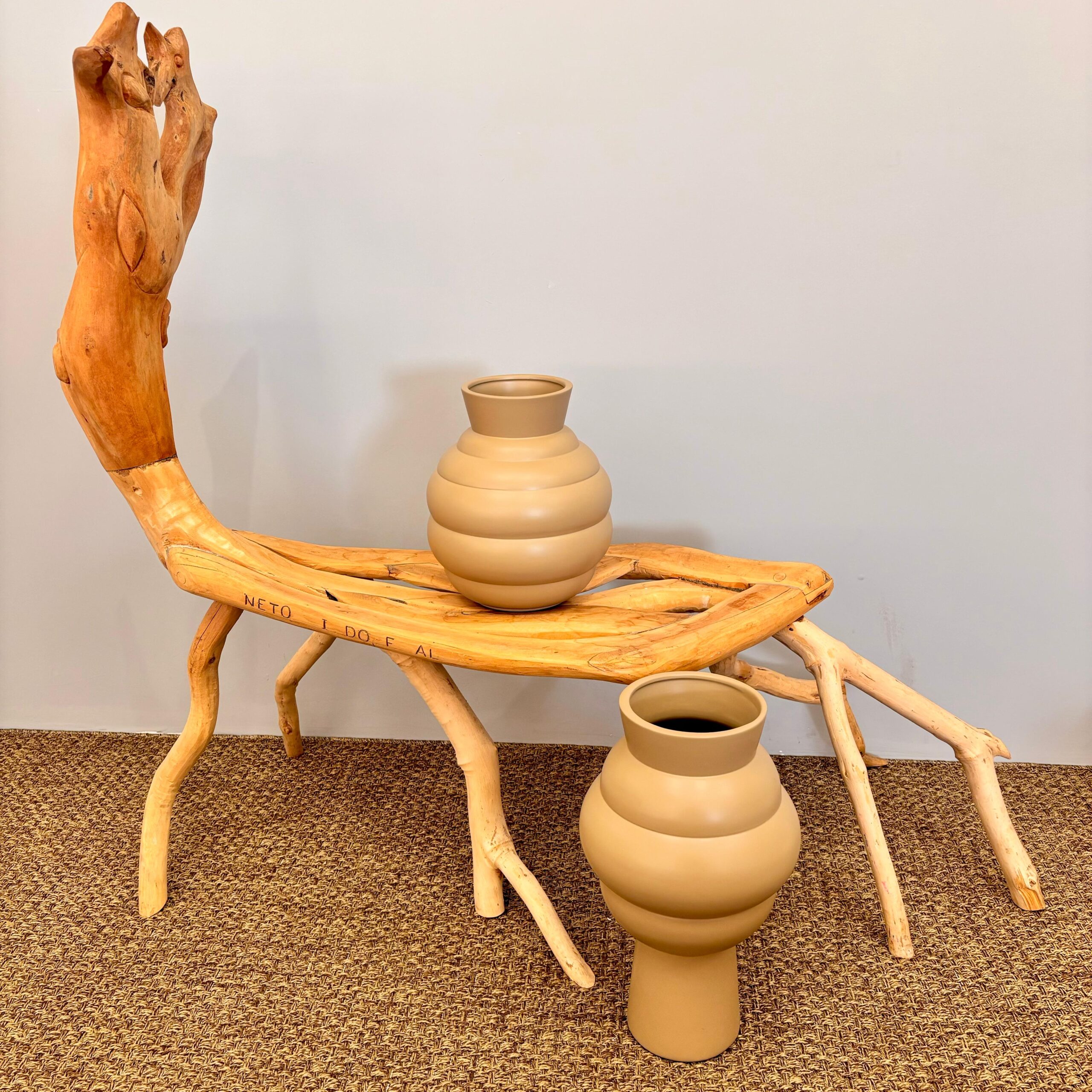 Vaso em Cerâmica Colmeia Bege - Tamanho G