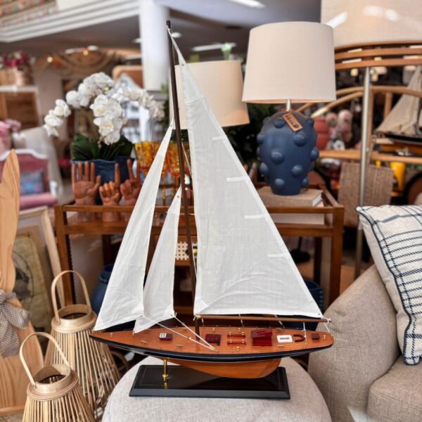 Escultura Veleiro em Madeira - 84 cm