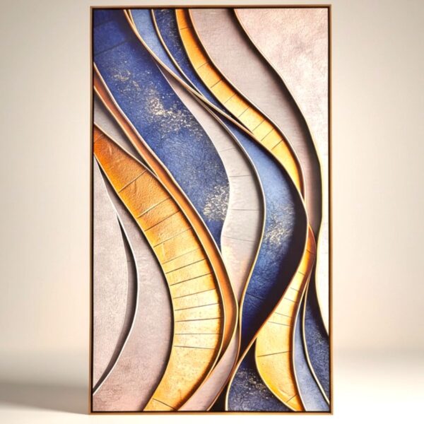 Quadro Abstrato Ondas em Canvas com Moldura – 123×73 cm