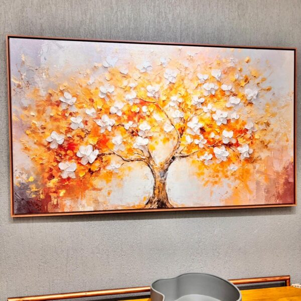 Quadro em Canvas Árvore Abstrata com Moldura - 143x83 cm