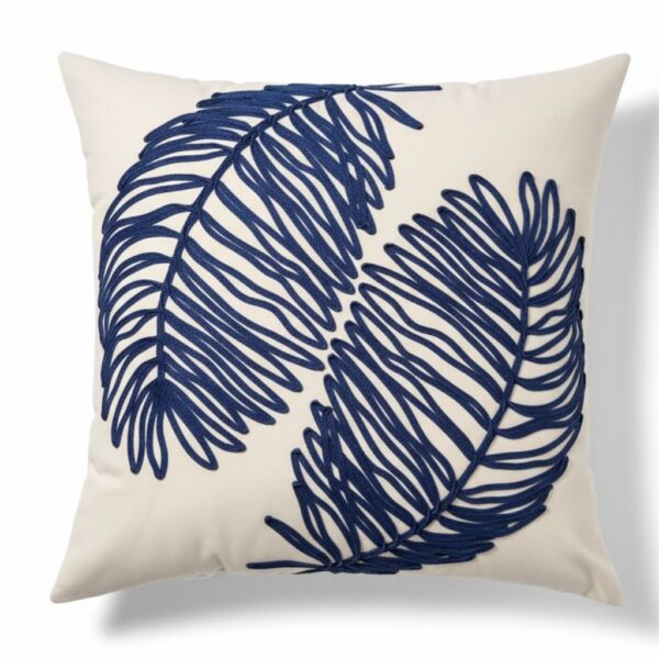 Almofada Folha Azul em Veludo 52x52 cm - Coleção Alto Padrão