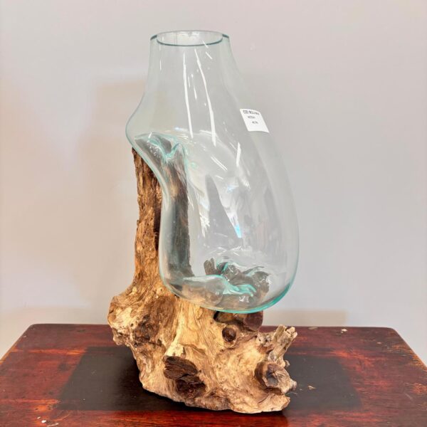 Vaso de Vidro no Tronco - Importado de Bali - ESGOTADO