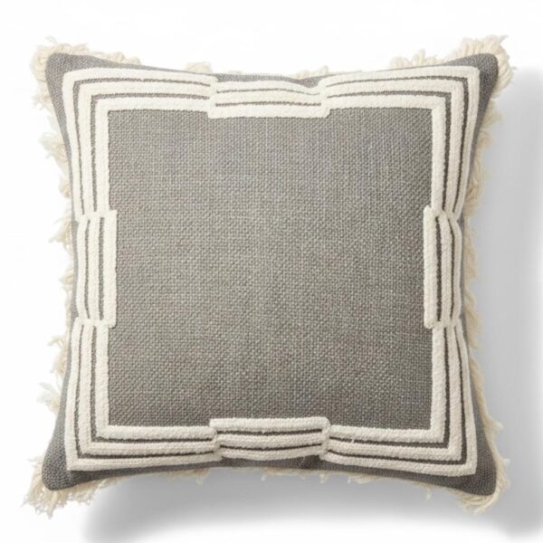 Almofada Linho Cru Boucle Cru Geométrico 52x52 cm - Coleção Alto Padrão