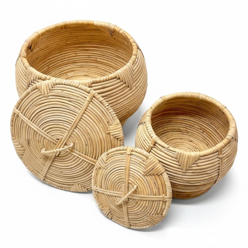 Caixa em Fibra Natural Redonda - Tamanho P