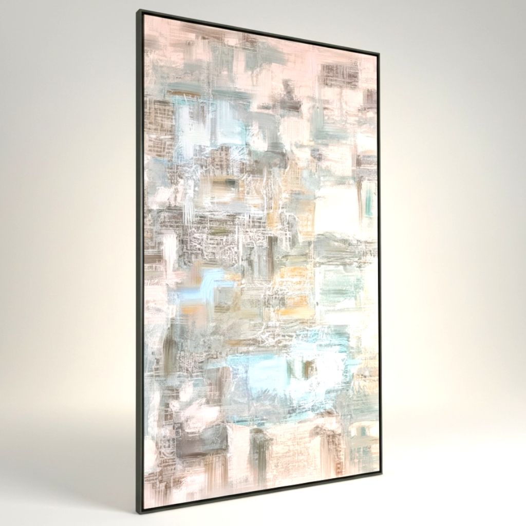Quadro Abstrato Tons de Verde em Canvas com Moldura - 150x88 cm
