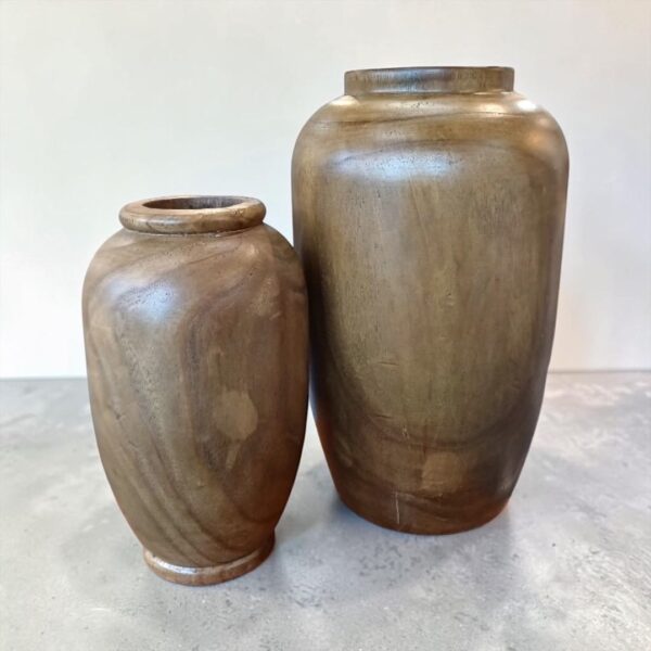 Vaso em Madeira Teca Rústica Tamanho P – Importado da Indonésia