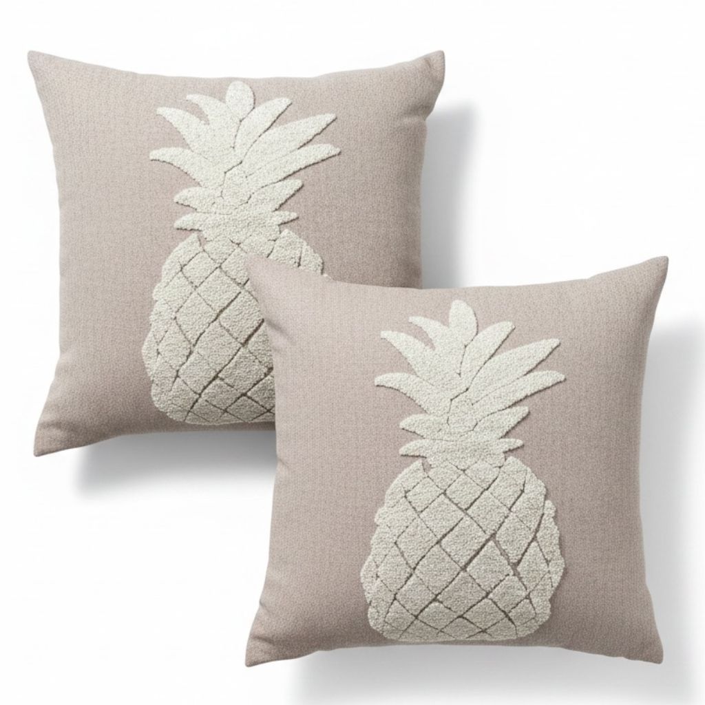 Almofada Decorativa Abacaxi Boucle 52x52 cm - Coleção Alto Padrão