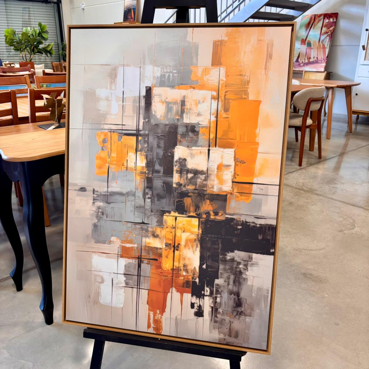 Quadro Tela em Canvas Abstrato com Moldura - 103x73