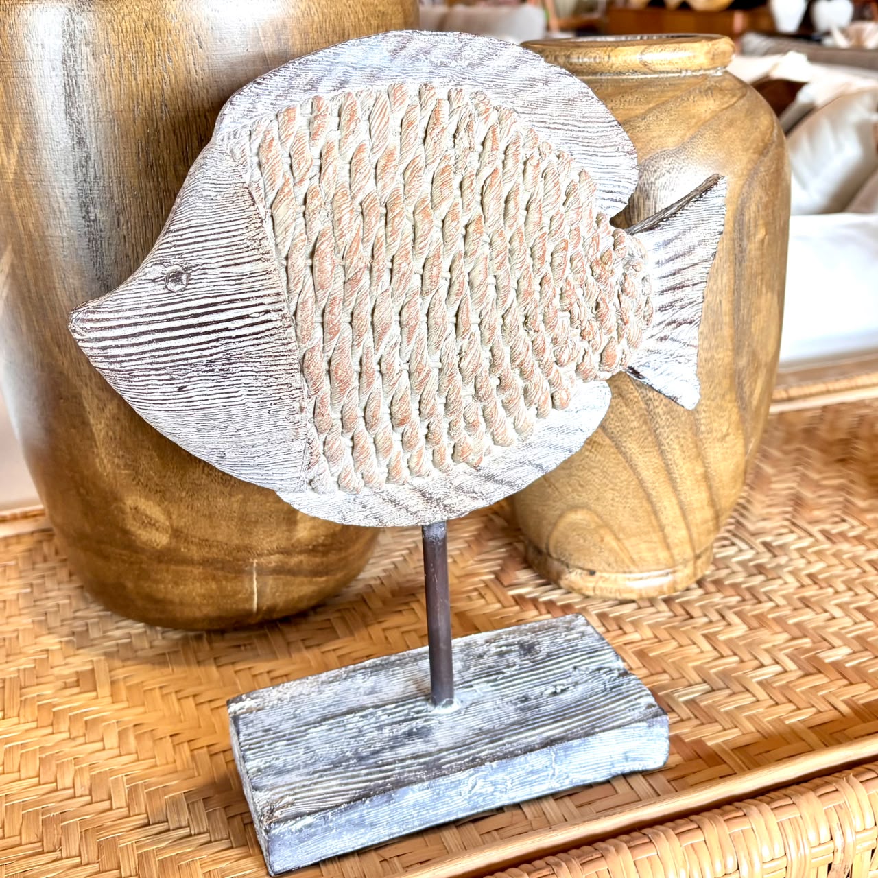 Escultura Peixe em Resina Impotado - 33 cm de Altura