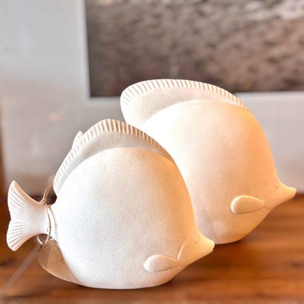 Escultura Peixe em Polirresina Branco - Tamanho P