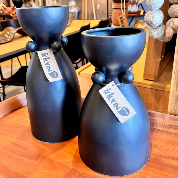 Vaso em Cerâmica Cone Preto – Tamanho P