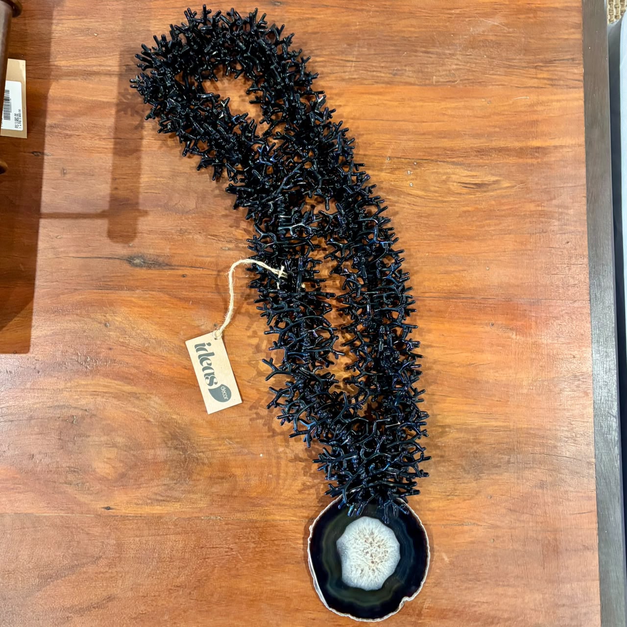 Colar De Mesa Preto Pedra Ágata - Imagem 2