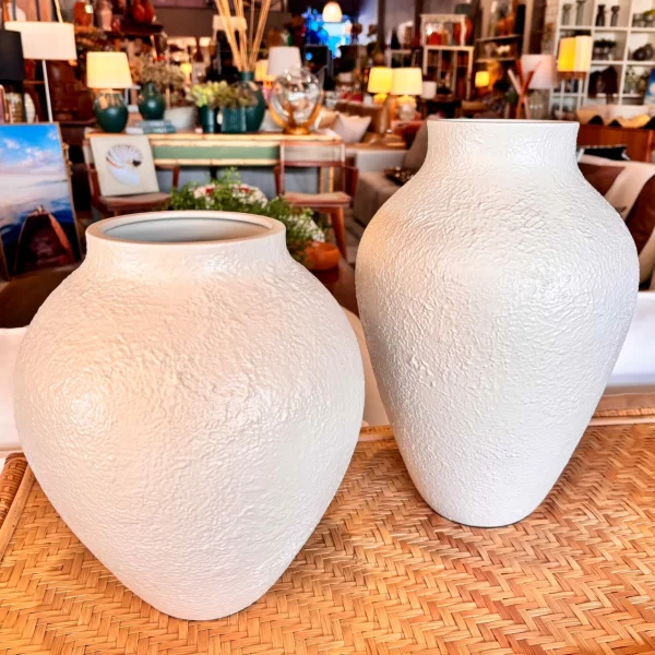 Vaso Branco Gelo em Cerâmica Texturizada - Tamanho G