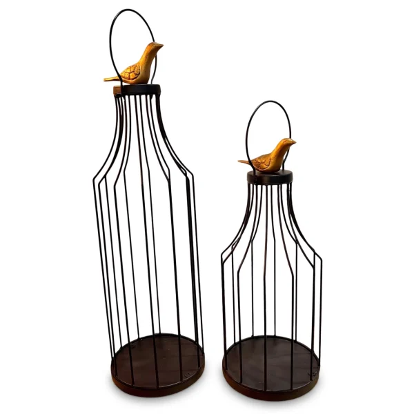 Gaiola Decorativa Pássaro Dourado - Tamanho G