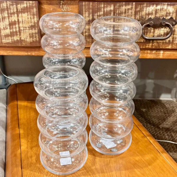 Vaso em Vidro Ondulado Transparente - Tamanho P