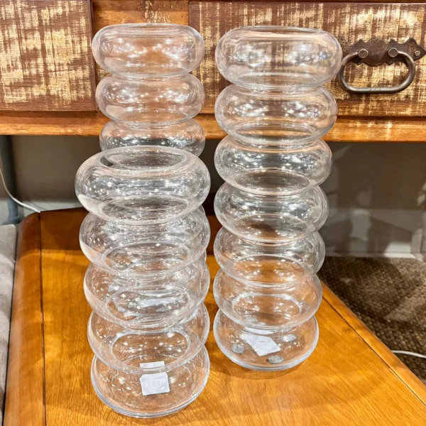 Vaso em Vidro Ondulado Transparente - Tamanho G