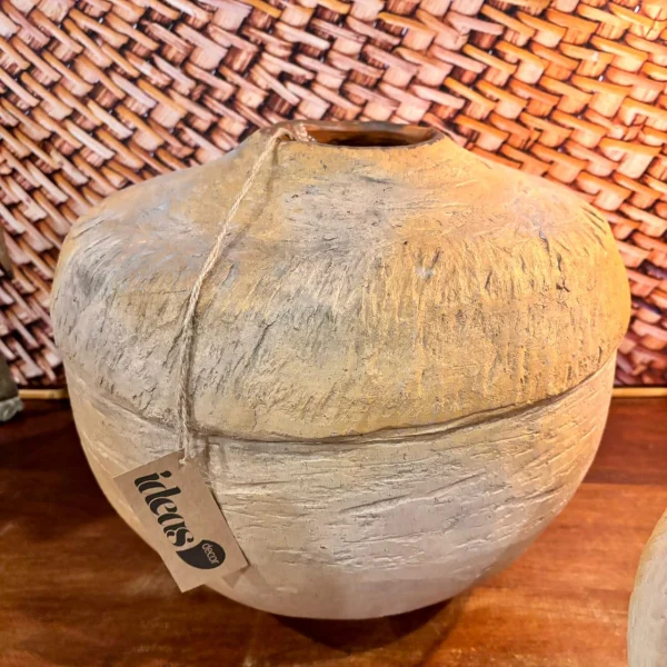 Vaso Rústico em Argila Artesanal - 30 cm de Altura