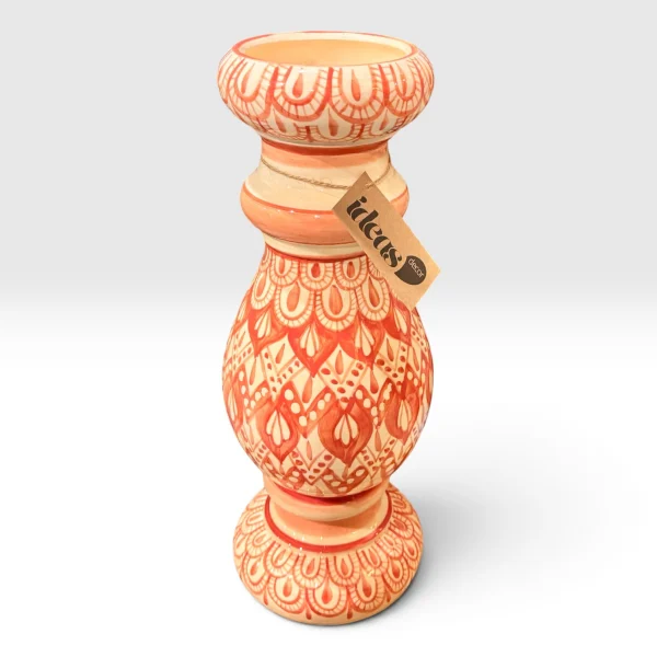 Candelabro em Cerâmica Pintura Artesanal - 40 cm de Altura